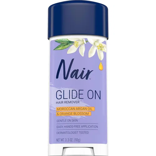 Nair Glide On - Crema depilatoria para brazos, piernas y bikini, crema depilatoria, barra de 3.3 onzas