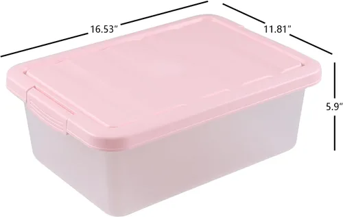 Miniatura 2 de Rosebloom - Caja de almacenamiento de plástico de 14 cuartos de galón, contenedor de almacenamiento con tapa rosa, 2 paquetes