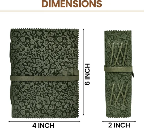 Miniatura 7 de LEATHER VILLAGE Diario de Cuero con Relieve Floral para Mujeres y Hombres - 200 Páginas, 6"X4"(A6), Aqua - Libro de Sombras, Diario de Viaje
