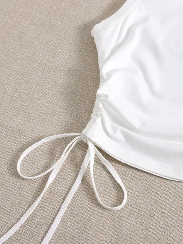 Miniatura 4 de Floerns Camiseta sin mangas con cordón lateral fruncido y cuello redondo para mujer