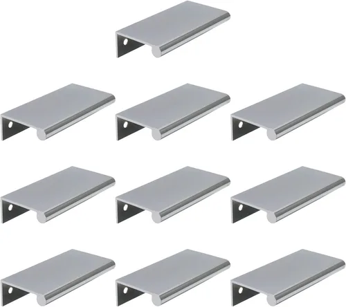 Miniatura 27 de Tiradores negros de 1.38 pulgadas para gabinete, 10 unidades, espacio entre agujeros de 0.63 pulgadas, tiradores de borde de aleación de aluminio