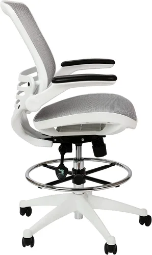 Miniatura 6 de Flash Furniture Waylon - Silla de oficina giratoria de respaldo medio con anillo de pie ajustable y altura del asiento, silla ergonómica de malla