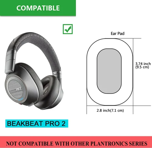 Miniatura 2 de BackBeat Pro 2 - Almohadillas para oídos, funda de repuesto de piel proteica y espuma viscoelástica para auriculares Plantronics BackBeat Pro 2.0