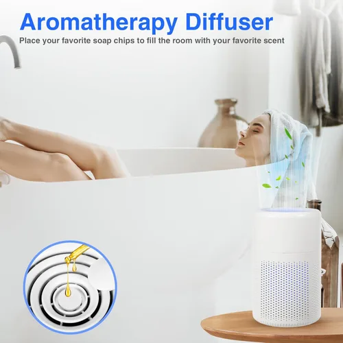 Miniatura 5 de Purificador de aire pequeño para dormitorio y hogar: mini purificador de aire de escritorio personal - Filtra olores de pelo de caspa de humo