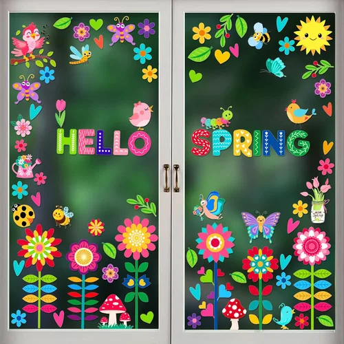 Miniatura 2 de Calcomanías de pared de Pascua extraíbles de doble cara para niños, decoración de ventanas de cristal para el hogar, aula, oficina, ventanas