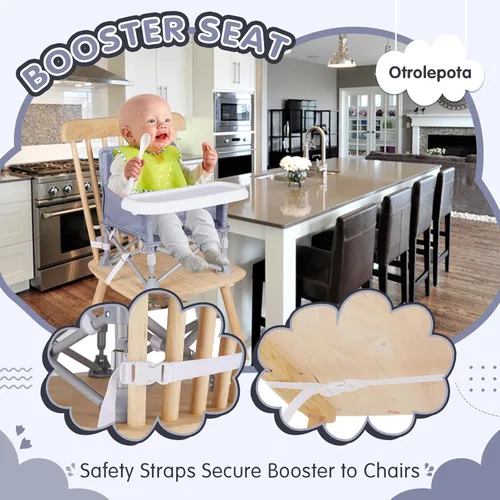 Miniatura 2 de Silla de bebé portátil, asiento elevador plegable con bandeja para mesa de comedor, silla de camping compacta para césped, playa, viajes, bebés de 6