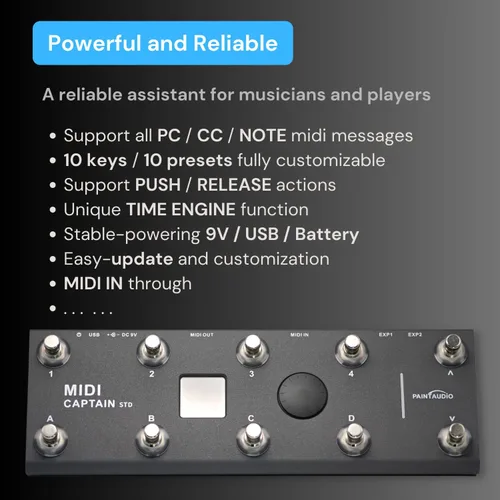 Miniatura 8 de PAINTAUDIO MIDI Captain Controlador de Pie Multi-Efectos Teclados Sintetizador USB-MIDI software musical Bias con Función de Motor de Tiempo