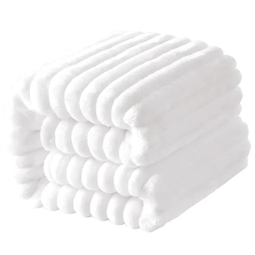 Miniatura 12 de NTBAY Manta de franela de felpa para bebé, manta suave y cálida para niños pequeños con textura a rayas para cochecito, cuna, viajes, 30 x 40 Negro