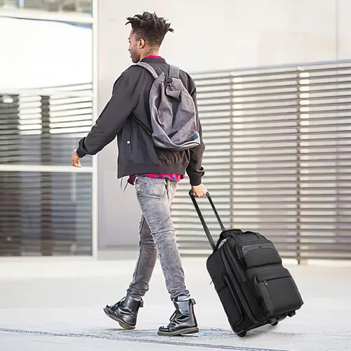 Miniatura 6 de OZUKO Bolsa de equipaje de mano debajo del asiento para aviones de 18 x 14 x 8, bolsa de artículos personales para Spirit Airlines con ruedas, Negro