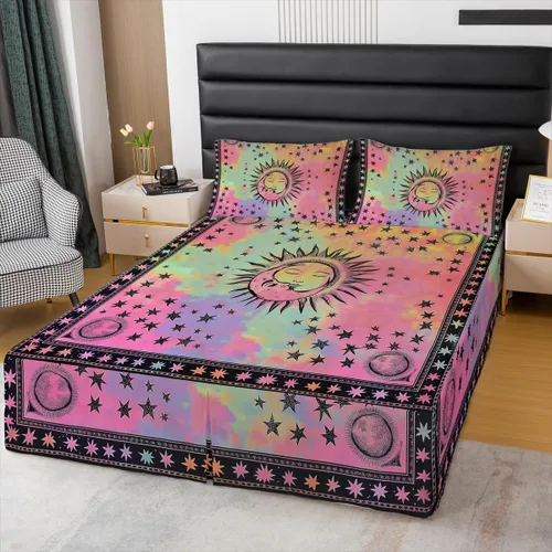 Miniatura 30 de Falda de cama individual de girasol, flores soleadas con esquinas divididas, faldas de cama bohemias florales amarillas, falda de cama para plantas