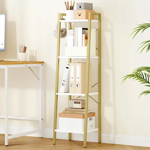 Miniatura 19 de Hzuaneri - Estantería escalera, estantería con soporte para libros, estante de almacenamiento de esquina independiente con 2 ganchos para oficina