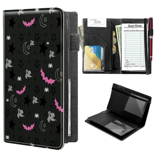 Miniatura 24 de Libretas de alto volumen para camareros, libro de servidor Forest Moon con 2 bolsillos expandibles de 9 x 5, libro de mesera lindo con bolsillo