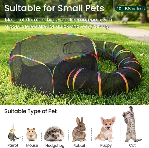 Miniatura 8 de Love's cabin Recintos para gatos al aire libre, arco iris, plegable Catio al aire libre, recinto para gatos, incluye tienda de campaña portátil