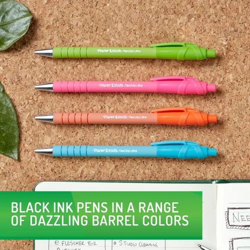 Miniatura 3 de Paper Mate FlexGrip Ultra - Bolígrafos de punta media (0.039 pulgadas), materiales de plástico reciclados, colores surtidos, color negro, 4