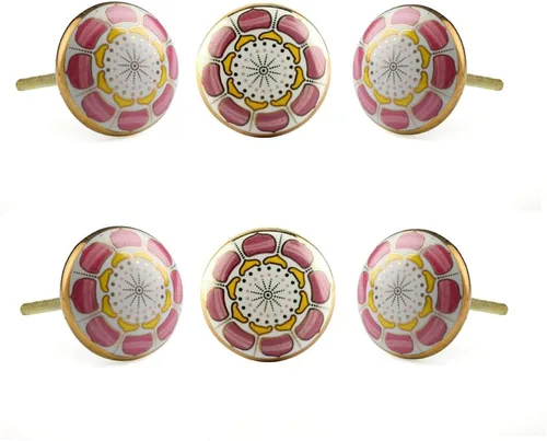 Miniatura 15 de Perilla Home Juego de 6 pomos de cerámica para armarios y cajones, pomos redondos decorativos para el hogar, cocina, gabinete, armario, puerta