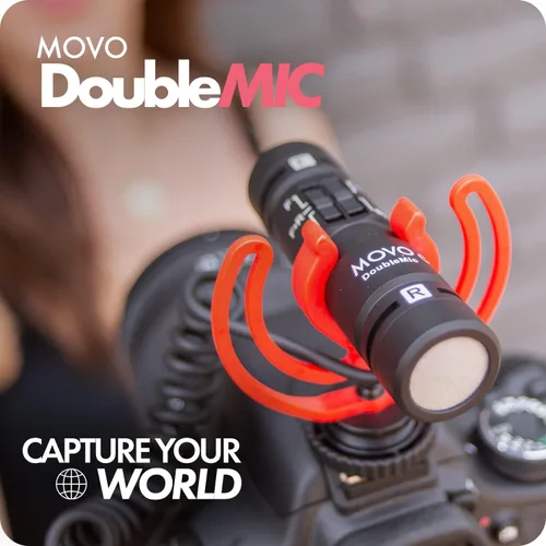 Miniatura 2 de Movo DoubleMic V2 Micrófono de escopeta de dos caras para vlogging de cámara - Micrófono externo de doble cápsula para iPhone, Android, teléfonos