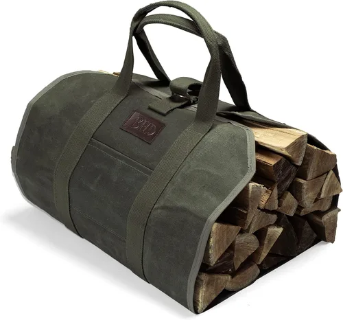 Miniatura 11 de BHD - Bolsa resistente de lona encerada de 20 onzas con asas, para campamento, interior y exterior, color marrón