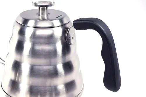 Miniatura 3 de Pour Over - Hervidor de café con termómetro de 1.2 litros, agarre de mano de cuello de cisne, acero inoxidable de primera calidad, cuchara de café