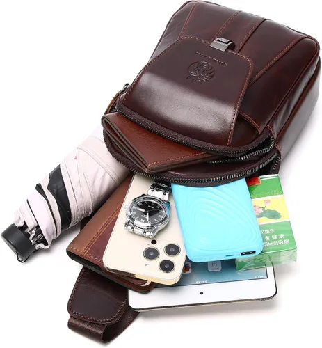 Miniatura 170 de LUKZIJAES Bolso bandolera de cuero genuino para hombre