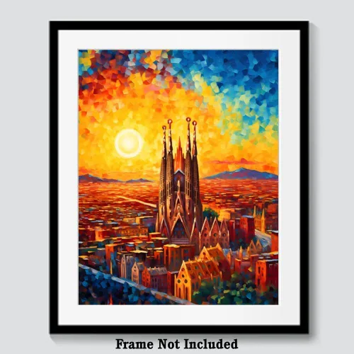 Miniatura 6 de Bestbuddy Pet 8x10 sin marco noche estrellada inspirada Sagrada Familia Barcelona España sitio histórico católico punto de referencia mundial Europa