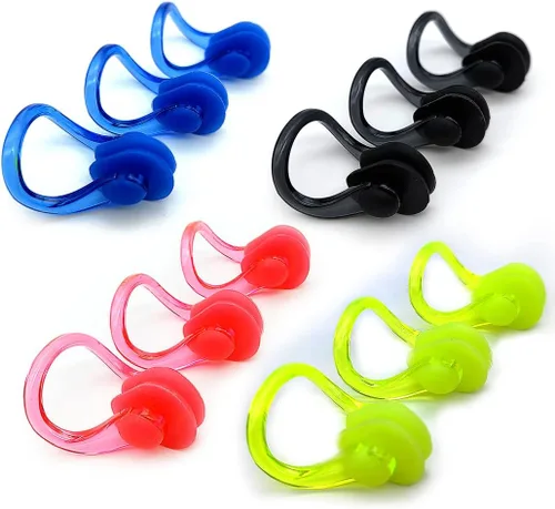 Zooshine 12 piezas de clip de nariz de natación impermeables de gel de sílice para niños y adultos con color brillante