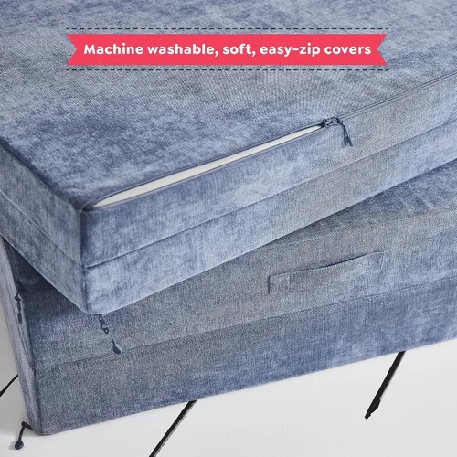 Miniatura 4 de Yourigami Sofá de juegos para niños y niños pequeños, sofá plegable convertible, diseño modular de espuma duradera, laguna azul Azul (Blue Lagoon)