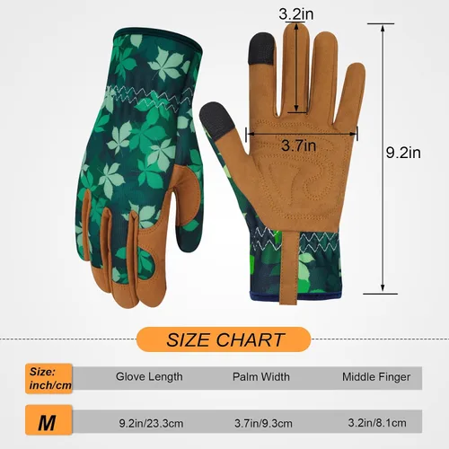 Miniatura 2 de Guantes de Jardinería de Cuero MERTURN para Mujeres, Guantes de Jardín a Prueba de Espinas, Guantes de Trabajo Compatibles con Pantalla Táctil, Hojas
