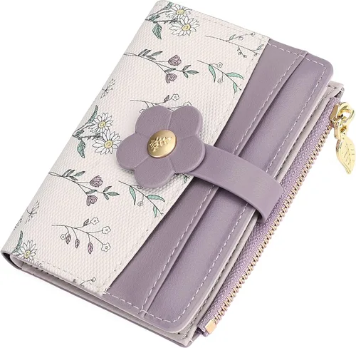Miniatura 12 de GAEKEAO Billeteras pequeñas para mujer, con bloqueo RFID, plegable, de piel vegana, con bolsillo con cremallera, ventana de identificación