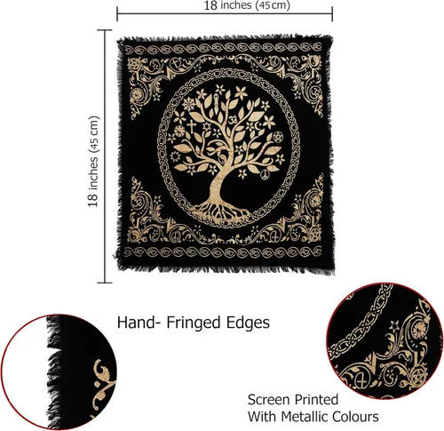 Miniatura 6 de Indian Consigners Altar Cloth Alter Tarot Witchery Square 18" Árbol celta de la vida Wica Spread Decor
