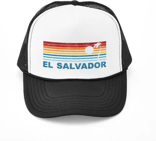 Miniatura 3 de CafePress Sombrero de camionero retro con palmera de El Salvador