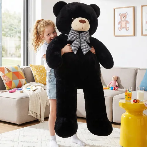 Miniatura 6 de IKASA Oso de Peluche Gigante Animal de Peluche Juguete de Felpa, 47 pulgadas Grande Lindo Jumbo Juguetes Suaves, Enorme Gran Esponjoso Gordo Negro