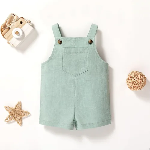 Miniatura 8 de MBMSHEGH Conjunto de ropa de verano para bebé y niño, con parte superior acanalada y tirantes con botones