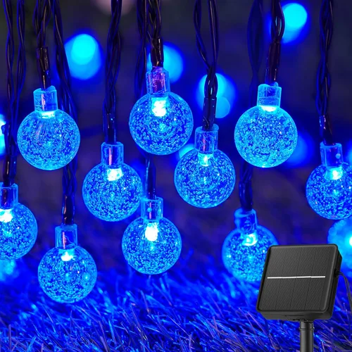 Miniatura 10 de Brightown Luces de Cadena Solares para Exteriores 60 LED 35.6 Pies Luces de Globo de Cristal con 8 Modos de Iluminación, Luces Solares Impermeables