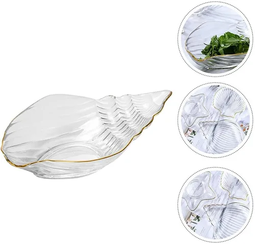 Miniatura 7 de DOITOOL Plato de ensalada de cristal con concha de mar, plato de sushi, plato de postre para aperitivo, plato de frutas, platos para servir