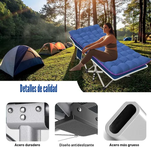 Miniatura 5 de Catre de Camping con Almohadilla Gruesa Catres para Dormir Cama de Camping Catre Plegable 450LBS(Carga Máxima) Cómodo Doble Capa Oxford Resistente