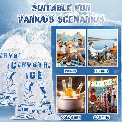 Miniatura 7 de Honoson 100 bolsas de almacenamiento de hielo de plástico de 8 libras con cierre de cordón de algodón para barbacoas, campamentos, puestos
