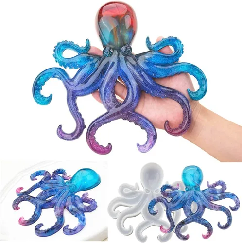 Miniatura 8 de Molde de resina de pulpo, Gasusen 3D de animales marinos grandes, pulpo, moldes de silicona para fundición de resina epoxi, adornos colgantes