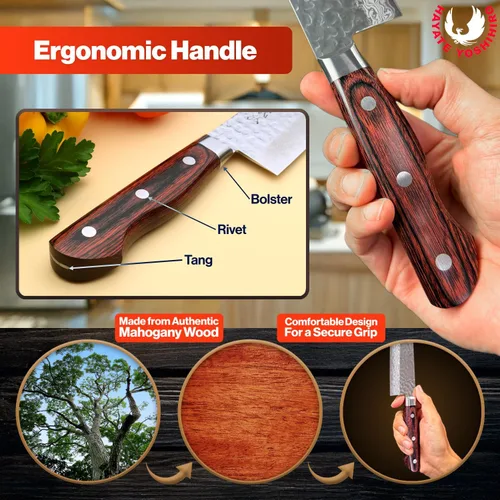 Miniatura 4 de Yoshihiro Cuchillo de Gyuto de damasco forjado, cubierto, Not Applicable