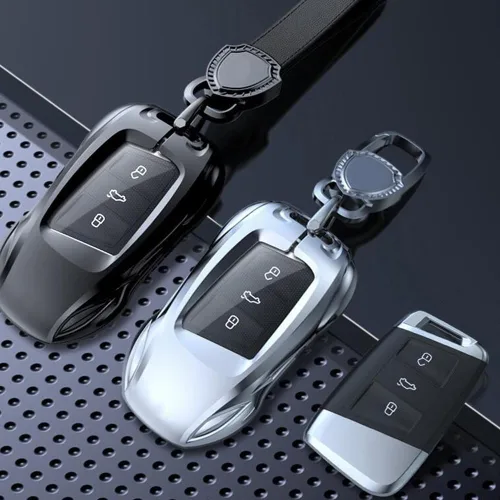 Miniatura 5 de Funda de metal de aleación de zinc para llavero de automóvil, compatible con Volkswagen, VW, Atlas, Golf, Alltrack, Jetta, Passat, Arteon, Tiguan
