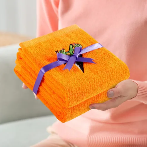Miniatura 7 de Quera Paquete de 2 toallas de mano de Halloween, 100% algodón, bordadas, decoración de lujo de primera calidad, juego de toallas decorativas