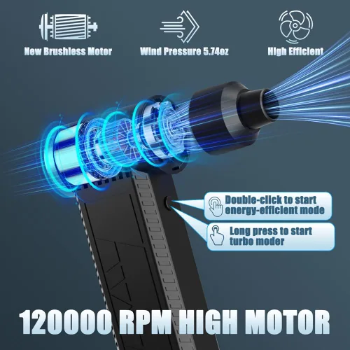 Miniatura 6 de Meudeen Soplador de Aire Eléctrico Inalámbrico: soplador ajustable de 4 velocidades de alta velocidad de 120,000 RPM, limpiador de polvo con batería