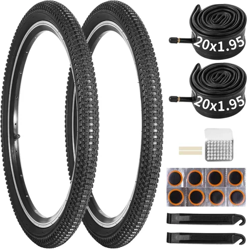 Miniatura 7 de Juego de neumáticos y tubos de bicicleta de 20 x 1.95, paquete de 2 neumáticos de bicicleta de montaña de 20 pulgadas con tubos interiores de 20 x
