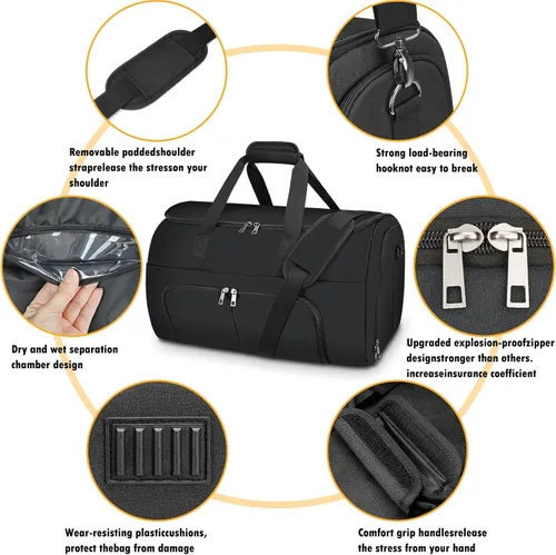 Miniatura 5 de Pucuwu - Bolsas de viaje para ropa de viaje, convertible para hombres y mujeres, almacenamiento en seco y húmedo, compartimento para zapatos, 2 en 1