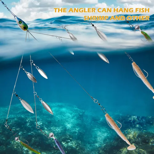 Miniatura 3 de 5 Arms Alabama Rigs para pesca de lubina, Swimbait, kit de señuelos paraguas con 4 hojas de sauce para trucha, salmón, agua dulce y salada 2 piezas