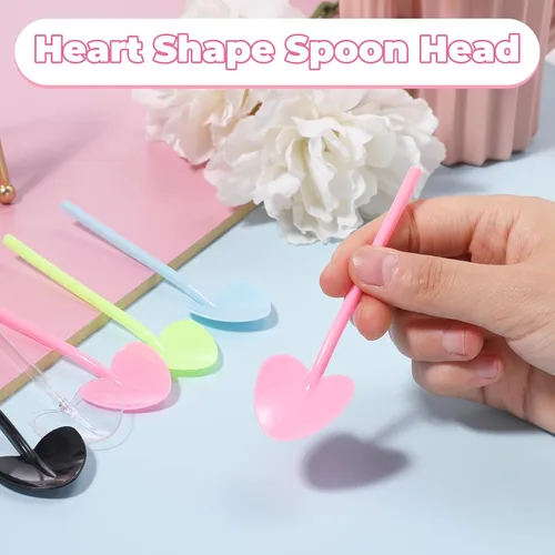 Miniatura 5 de 100 cucharas de plástico desechables en forma de corazón envueltas individualmente, degustación de muestras para servir postre para pasteles