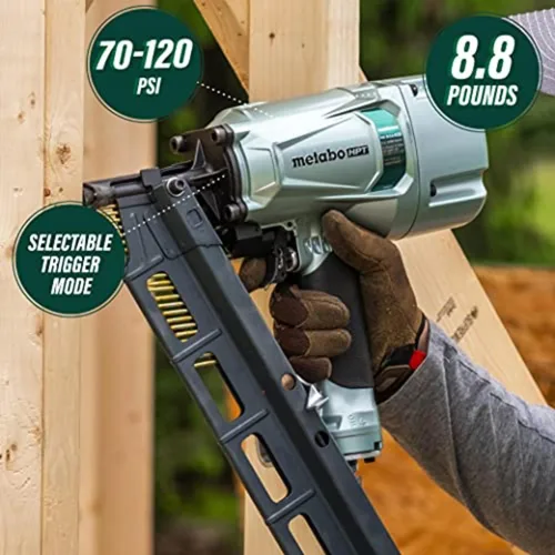 Miniatura 2 de Clavodora Metabo HPT, Clavadora Neumática Preferida por Profesionales y Herramienta de Enmarcado para Pisos, Cubiertas y Más, Válvula de Cilindro
