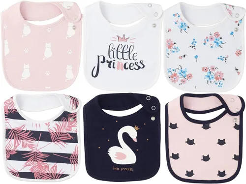 Miniatura 9 de Maiwa - 6 paquetes de baberos impermeables de algodón para bebés, niñas y niños, con broches para babeo y alimentación Multi0603