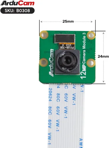 Miniatura 3 de Arducam para Raspberry Pi Cámara Módulo 3, 12MP IMX708 75° (D) Foco fijo Pi Cámara V3, para Raspberry Pi 5/4B/3B+, Zero
