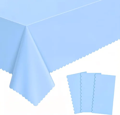Miniatura 15 de 3 Pack Plastic Black Tablecloth, 54 X 108Inch Disposable Scalloped Dessert Table Coth for Rectangle Tables Waterproof Outdoor Table Cover for BBQ