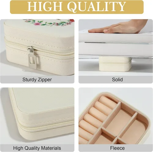 Miniatura 4 de Parima Joyero de viaje Joyero de viaje con inicial blanca Joyero pequeño para mujeres y niñas Caja organizadora de joyas esencial de viaje